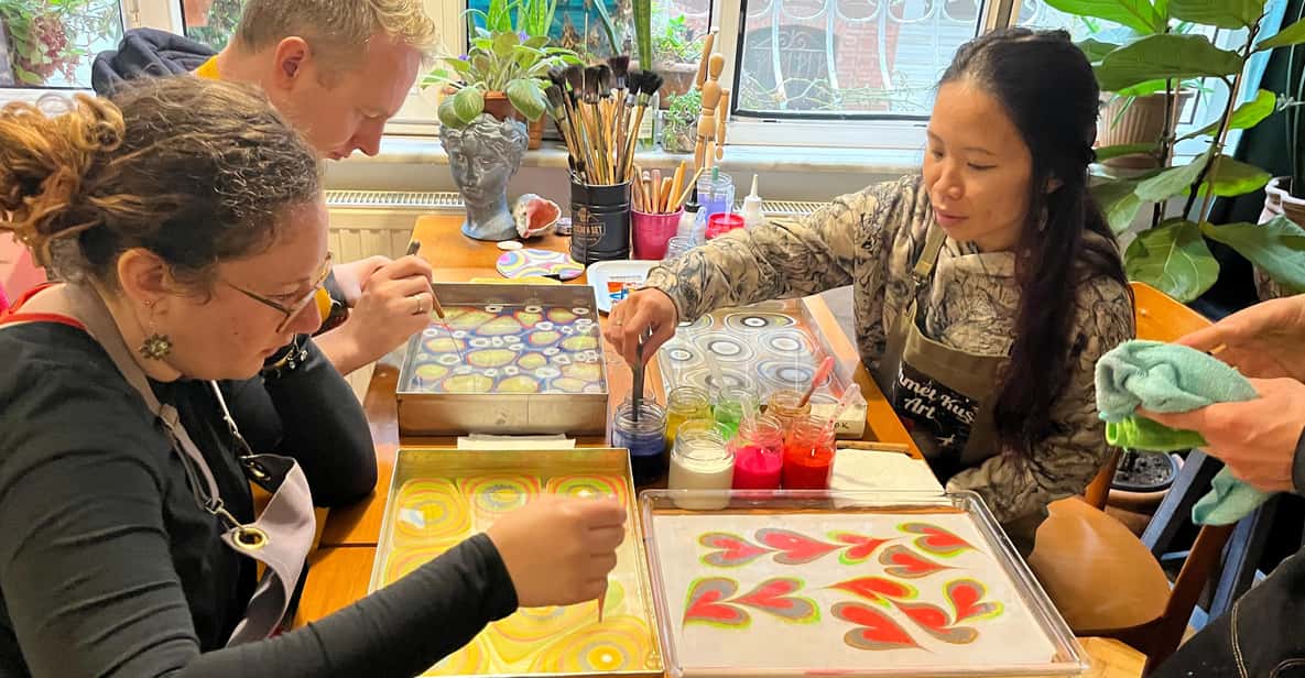 Authentic Turkish Art Marbling - Ebru - with Locals at Home - The workshop flow: from colored water to your final paper art