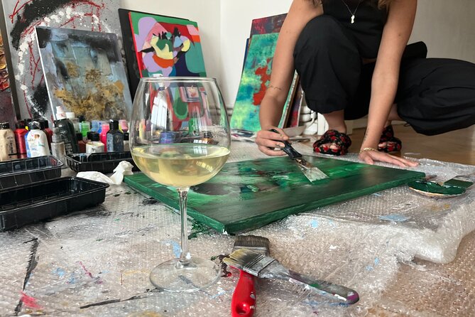 Istanbul Art Escape Wine and Paint at Local's Home - How the art workshop blends Turkish fabrics with abstract painting