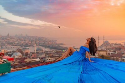 Rooftop Flying Dress Photo Shoot in Istanbul - Getting Dressed: Accessories Make the Look Feel Like You
